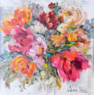 Mixed flowers 2 Acrylic Painting by Petro Neal 1000 x 1000mm