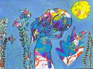 Uplifted cat by Therese Rink 300 x 400mm