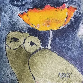 Poppy Owl by Michael Heyns 200 x 200mm