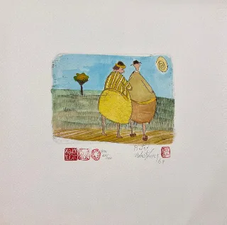 Fattis & Monis Etching By Pieter van der Westhuizen 140 x 150mm