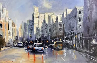 Street Scene by Stan Polson 620 x 930mm