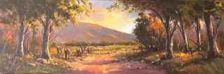 Cattle in a landscape 1200 x 400 mm (A42573) by Stan Polson