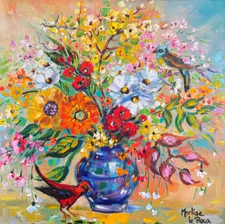 Flower by Marlise Le Roux 400 x 400 mm (A42404) by Marlise Le Roux