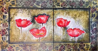Rose-frame for poppies by Michael Heyns 900 x 1700mm