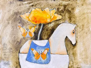 Horse in white by Michael Heyns 400 x 500mm
