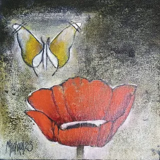 Poppy in red by Michael Heyns 250 x 250mm