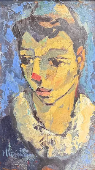 Blue Clown by Hennie Niemann Snr 380 x 210mm