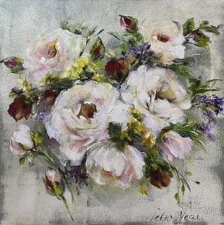 Pink Roses Acrylic Painting by Petro Neal 650 x 650mm