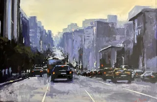 Street Scene by Stan Polson 620 x 930mm