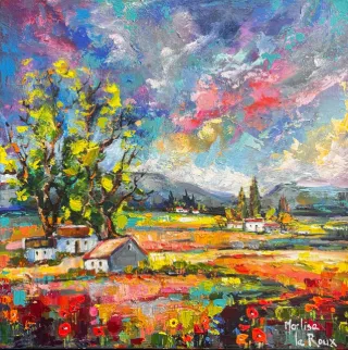 Landscape by Marlise Le Roux 400 x 400 mm by Marlise Le Roux
