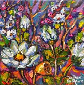 Flowers by Marlise Le Roux 200 x 200 mm (A42602) by Marlise Le Roux