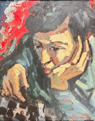 Chess Player by Hennie Niemann Snr 400 x 320mm