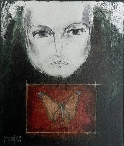 Portrait for a butterfly by Michael Heyns 350 x 300mm