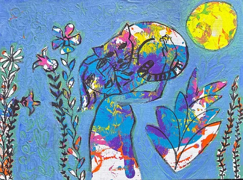 Uplifted cat by Therese Rink 300 x 400mm