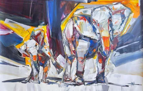 Elephants by Mind Shana 1400x900mm by Mind Shana