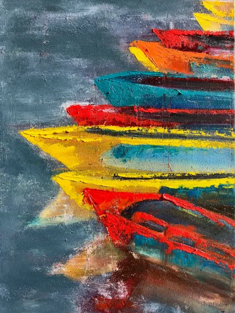 Boats - Oil Painting by Cornelie Wolff