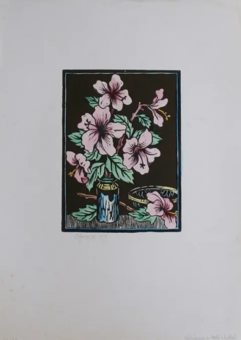 Water Colour on Paper Linocut by Gregoire Boonzaier