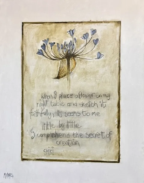 Shiki with Agapanthus by Michael Heyns 900 x 700mm