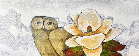 Magnolia Owl by Michael Heyns 240 x 600mm