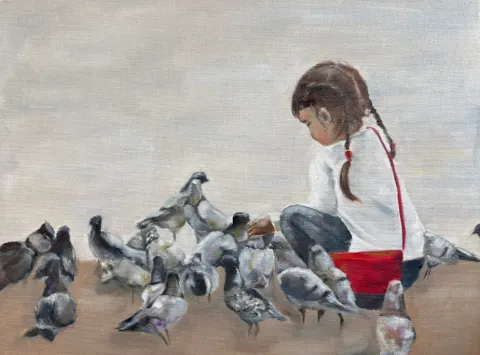 Snack Time - Oil Painting by Cornelie Wolff