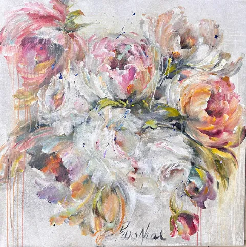 Mixed flowers Acrylic Painting by Petro Neal 1000 x 1000mm