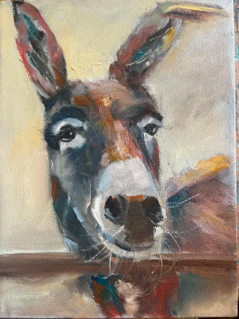 Donkey Oil Painting by Cornelie Wolff