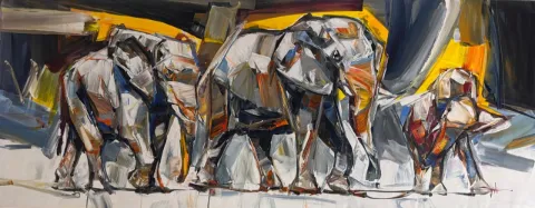 Elephants by Mind Shana 800 x 2000 mm by Mind Shana