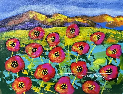 Poppiefield landscape by Giorgio Trobec 230 x 307mm