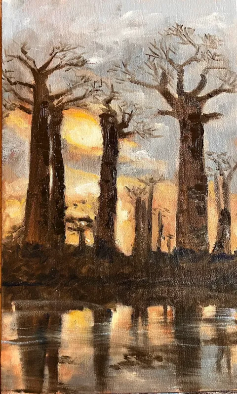 Baobab Reflections - Oil Painting by Cornelie Wolff