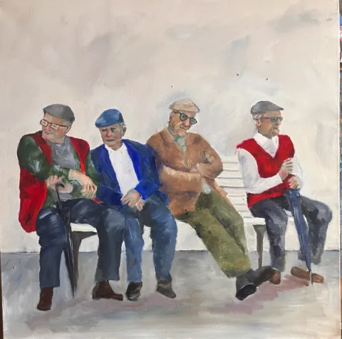 Bus Stop - Oil on Canvas by Cornelie Wolff