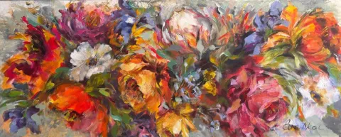 Mixed flowers by Petro Neal 1500 x 600 mm by Petro Neal