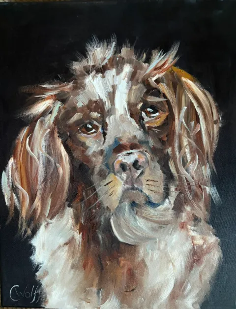 Textured Dog - Oil on Canvas by Cornelie Wolff