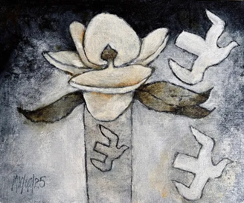 Magnolia & Doves by Michael Heyns 250 x 300mm