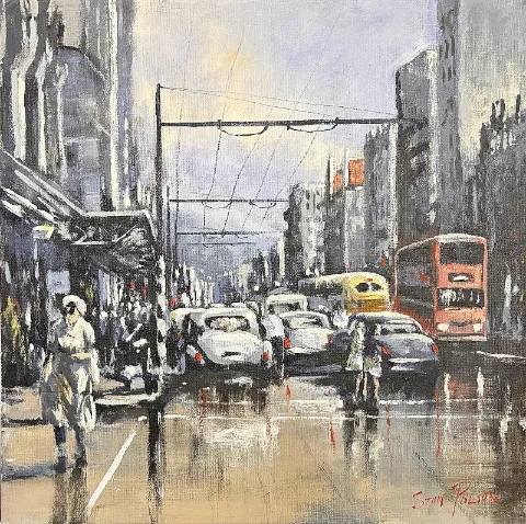 Street Scene by Stan Polson 500 x 500mm