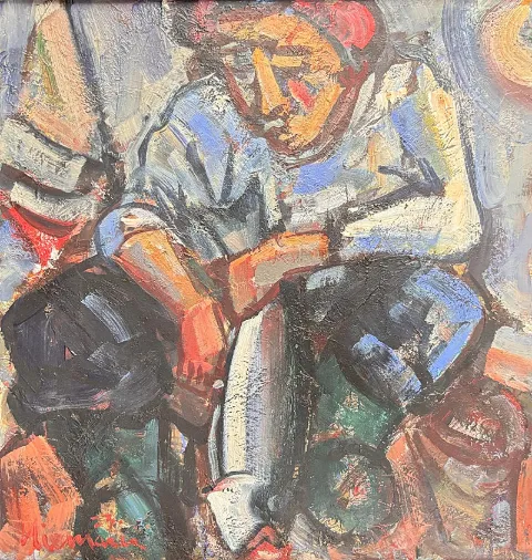 Fisherman by Hennie Niemann Snr 310 x 290mm