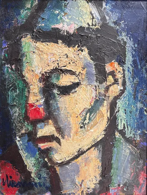 Colorful Clown by Hennie Niemann Snr 350 x 265mm