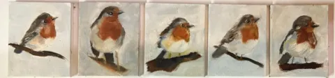 Miniature Robins - Oil Paintings by Cornelie Wolff