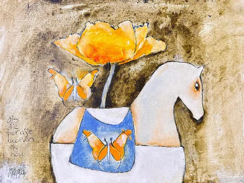Horse in white by Michael Heyns 400 x 500mm