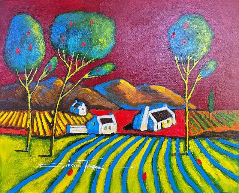 Cottage in a landscape by Giorgio Trobec 400 x 500mm