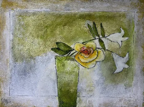 Camellias & Lily by Michael Heyns 400 x 530mm