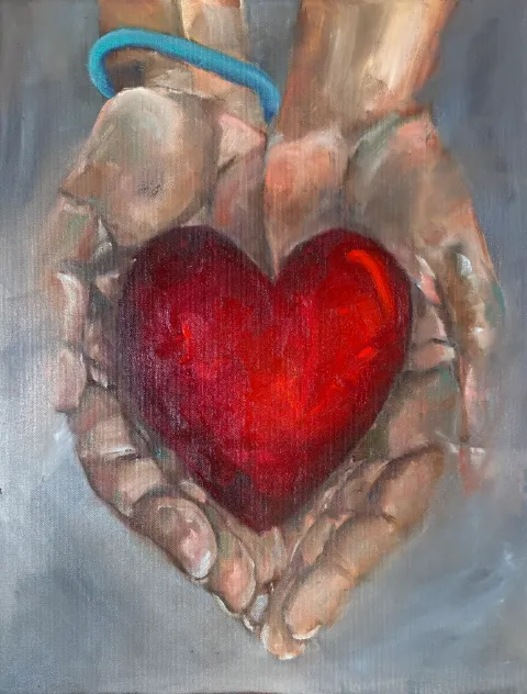 Heart Oil on Canvas by Cornelie Wolff