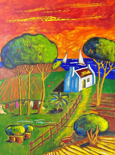 Red Sky seascape by Giorgio Trobec 750 x 1000mm