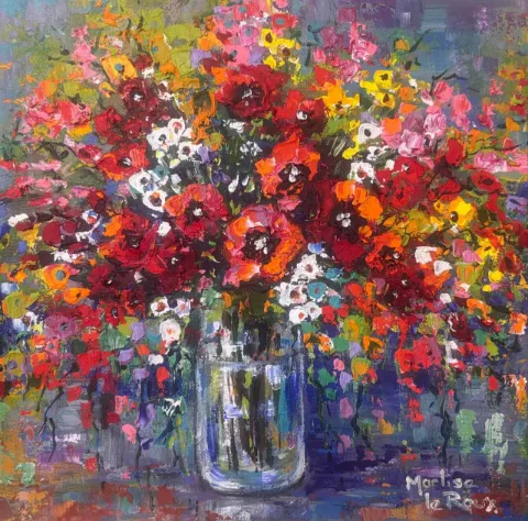 Flowers by Marlise Le Roux 300 x 300 mm (A42479) by Marlise Le Roux