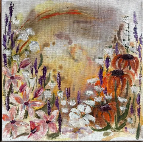 Abstract Flowers 2 Mixed-Medium Painting by Cornelie Wolff
