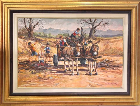 Donkey cart by Andre de Beer 900 x 600 mm by Andre de Beer