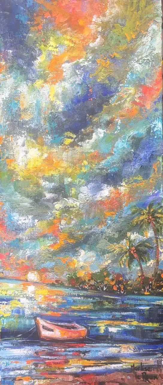 Seascape by Marlise Le Roux 300 x 700 mm by Marlise Le Roux