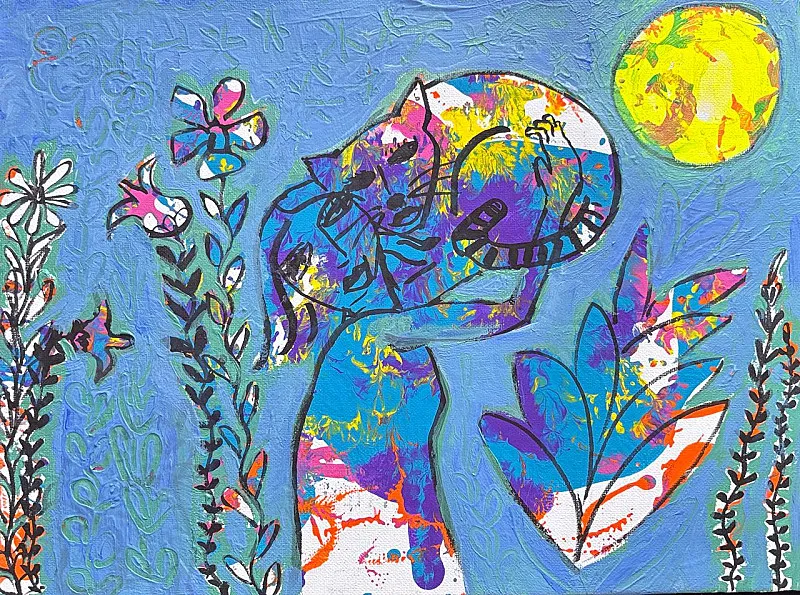 Uplifted cat by Therese Rink 300 x 400mm