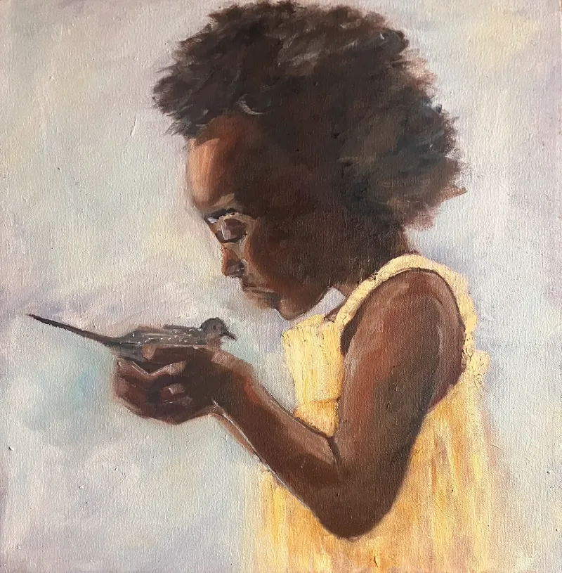 Kissing a Dove - Oil Painting by Cornelie Wolff