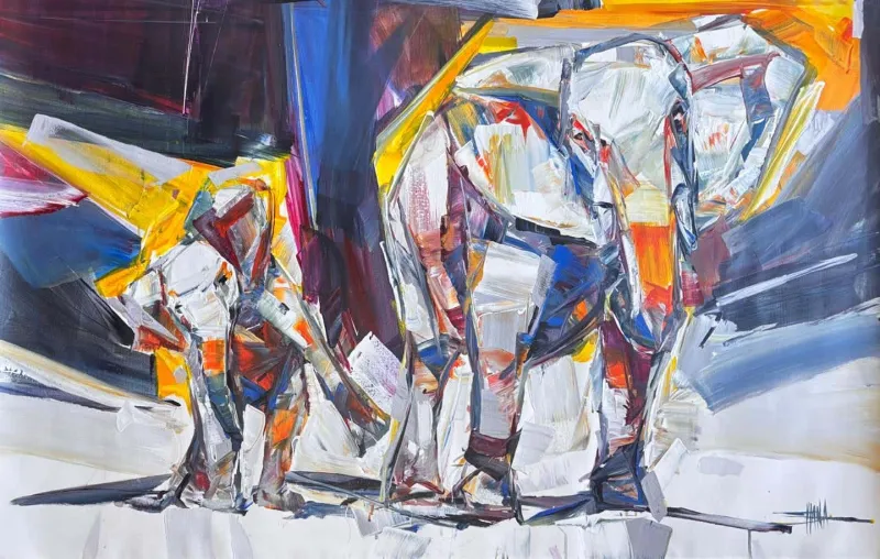Elephants by Mind Shana 1400x900mm by Mind Shana