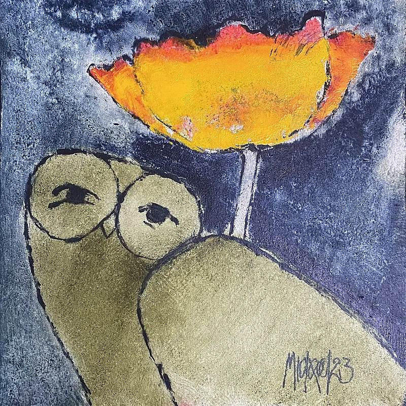 Poppy Owl by Michael Heyns 200 x 200mm